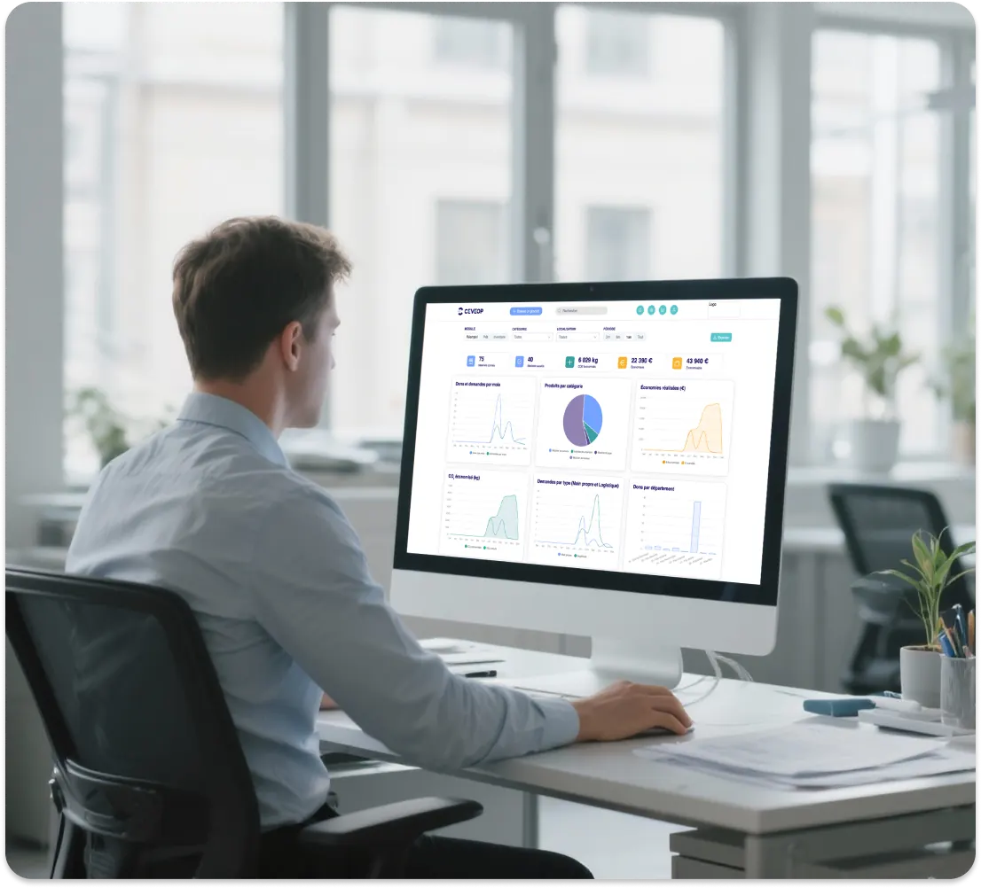 Tableau de bord mesurant l'impact environnemental du réemploi